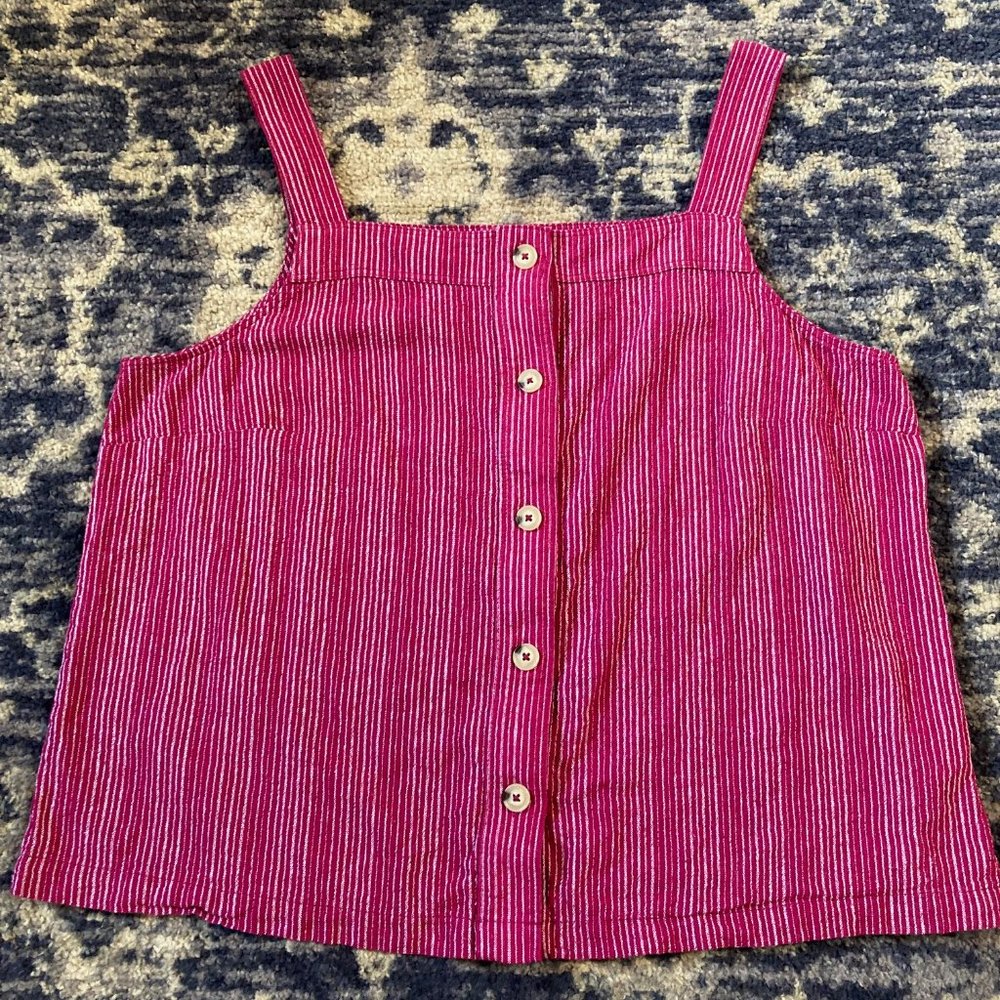 Liz Claiborne button down sleeveless tank top - pinstripe raspberry/red Size XL